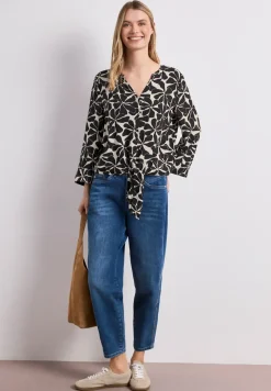 3/4-Arm Bluse mit Knotendetail