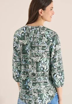 3/4-Arm Bluse mit Patchwork-Print