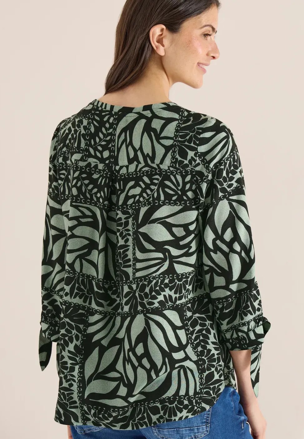 3/4-Arm Bluse mit Patchwork-Print