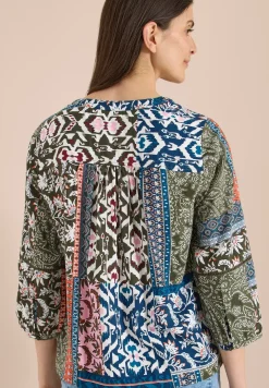 3/4-Arm Bluse mit Patchwork-Print