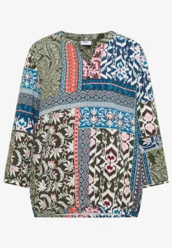 3/4-Arm Bluse mit Patchwork-Print
