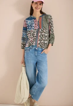 3/4-Arm Bluse mit Patchwork-Print