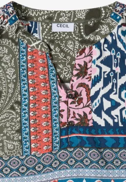 3/4-Arm Bluse mit Patchwork-Print