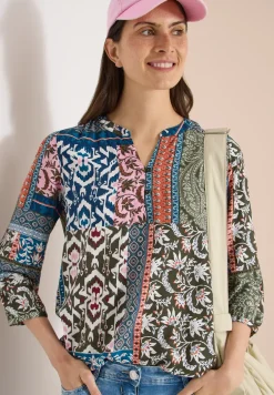 3/4-Arm Bluse mit Patchwork-Print