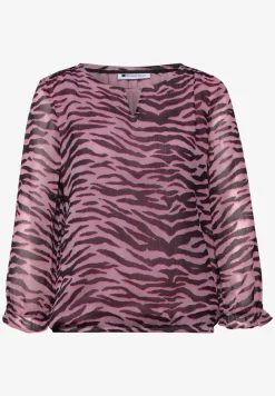 3/4-Arm Bluse mit Rundhals aus Chiffon