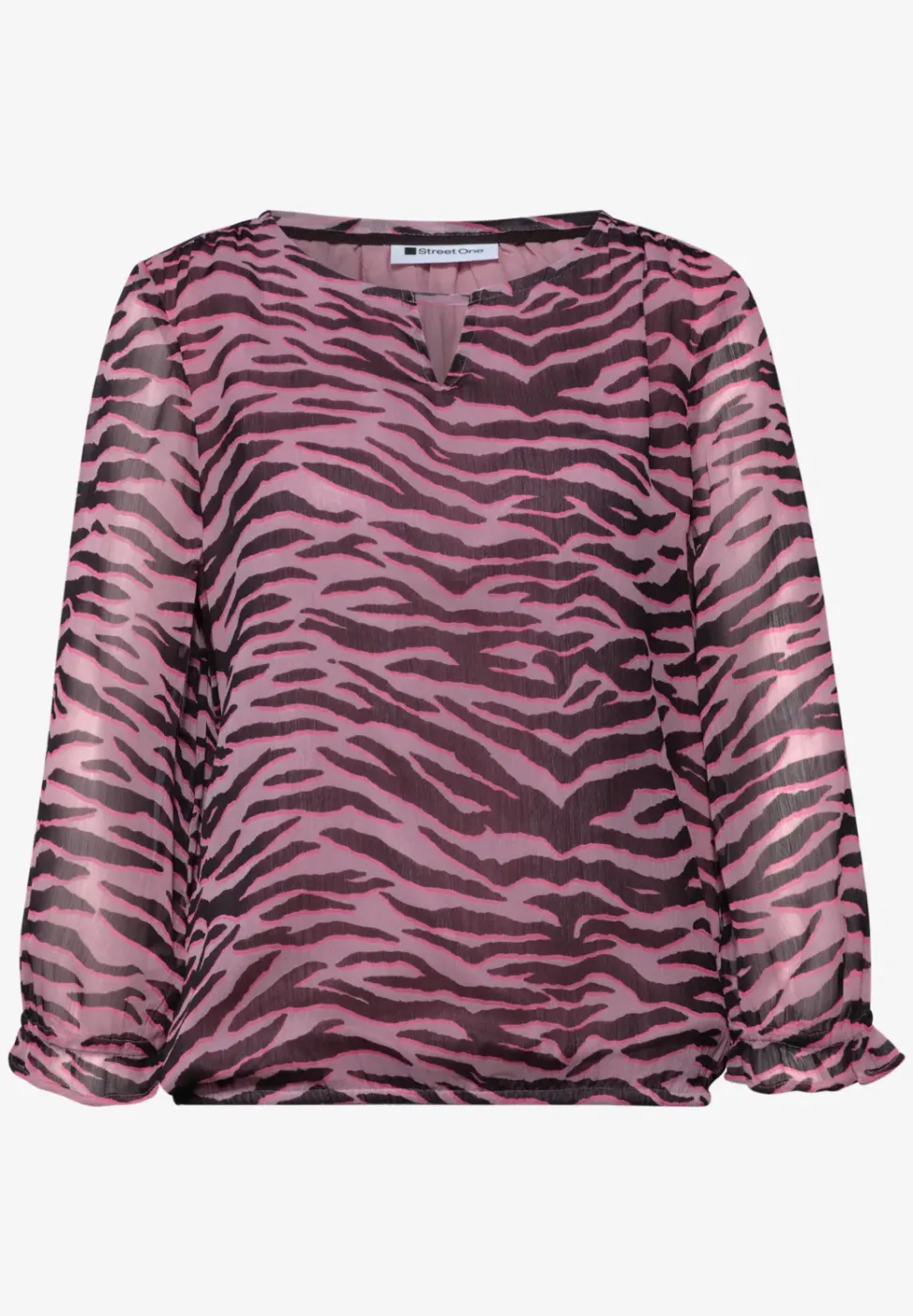 3/4-Arm Bluse mit Rundhals aus Chiffon