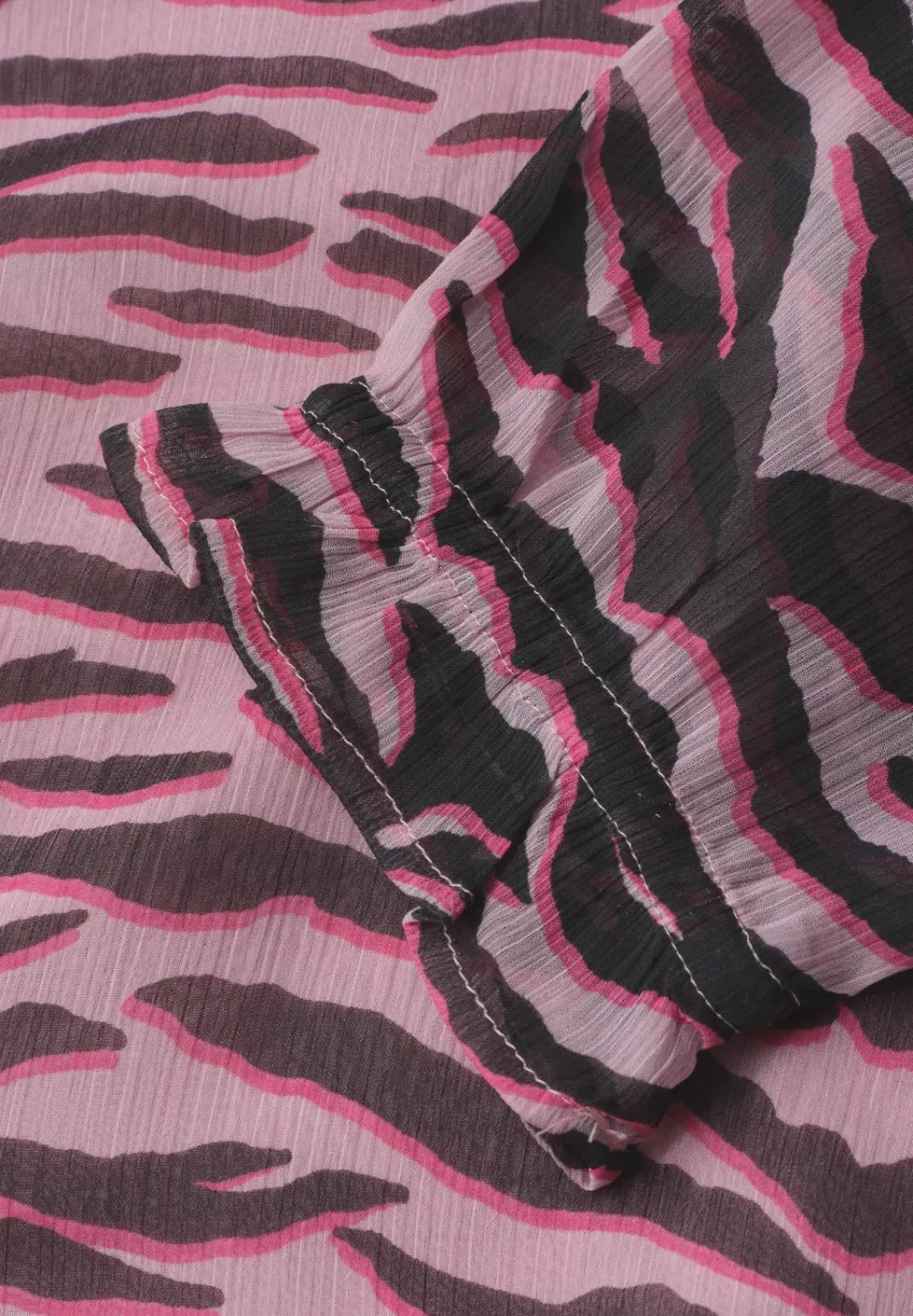 3/4-Arm Bluse mit Rundhals aus Chiffon