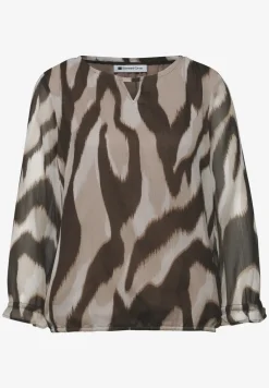3/4-Arm Bluse mit Rundhals aus Chiffon