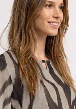 3/4-Arm Bluse mit Rundhals aus Chiffon