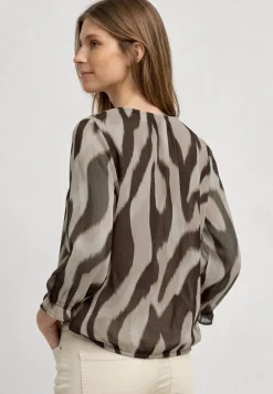 3/4-Arm Bluse mit Rundhals aus Chiffon