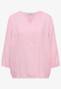 3/4-Arm Bluse mit Split Neck und Bändern