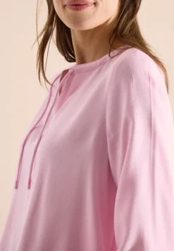 3/4-Arm Bluse mit Split Neck und Bändern