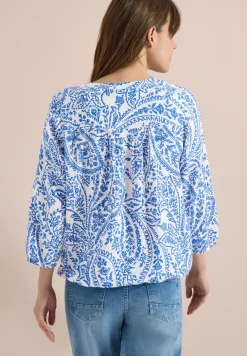 3/4-Arm Bluse mit Split Neck und Glitzer