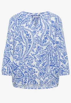 3/4-Arm Bluse mit Split Neck und Glitzer
