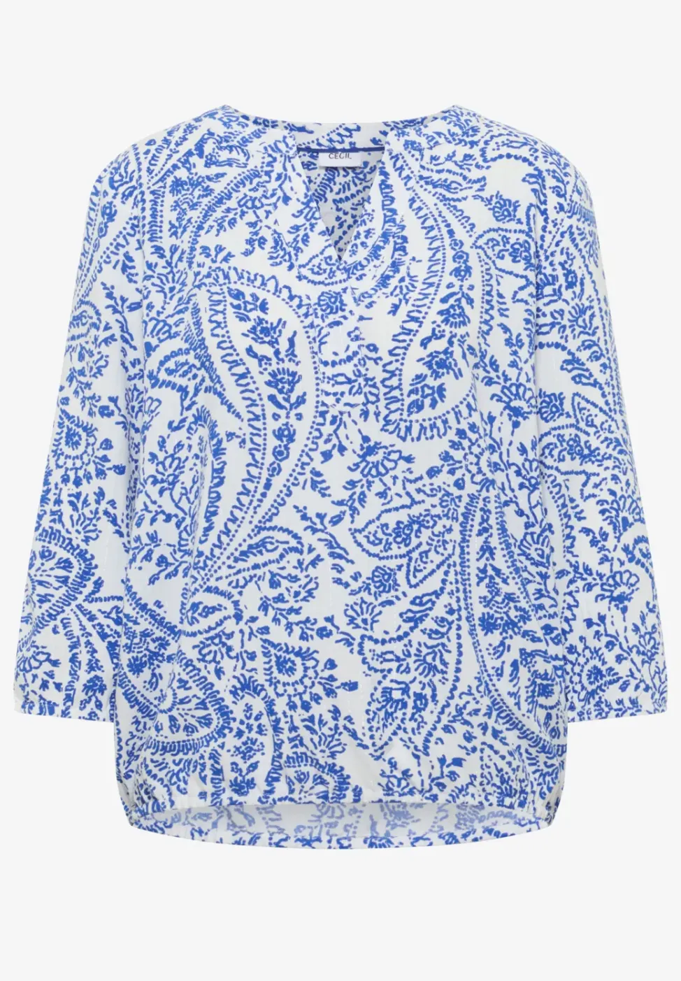 3/4-Arm Bluse mit Split Neck und Glitzer