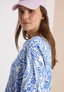 3/4-Arm Bluse mit Split Neck und Glitzer