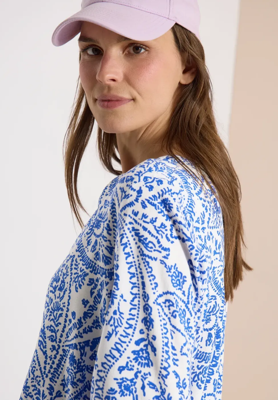 3/4-Arm Bluse mit Split Neck und Glitzer