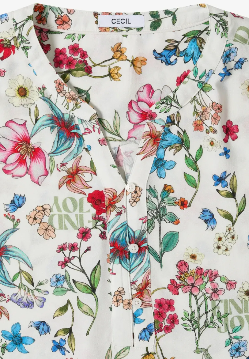 3/4-Arm Bluse mit Split Neck und Print