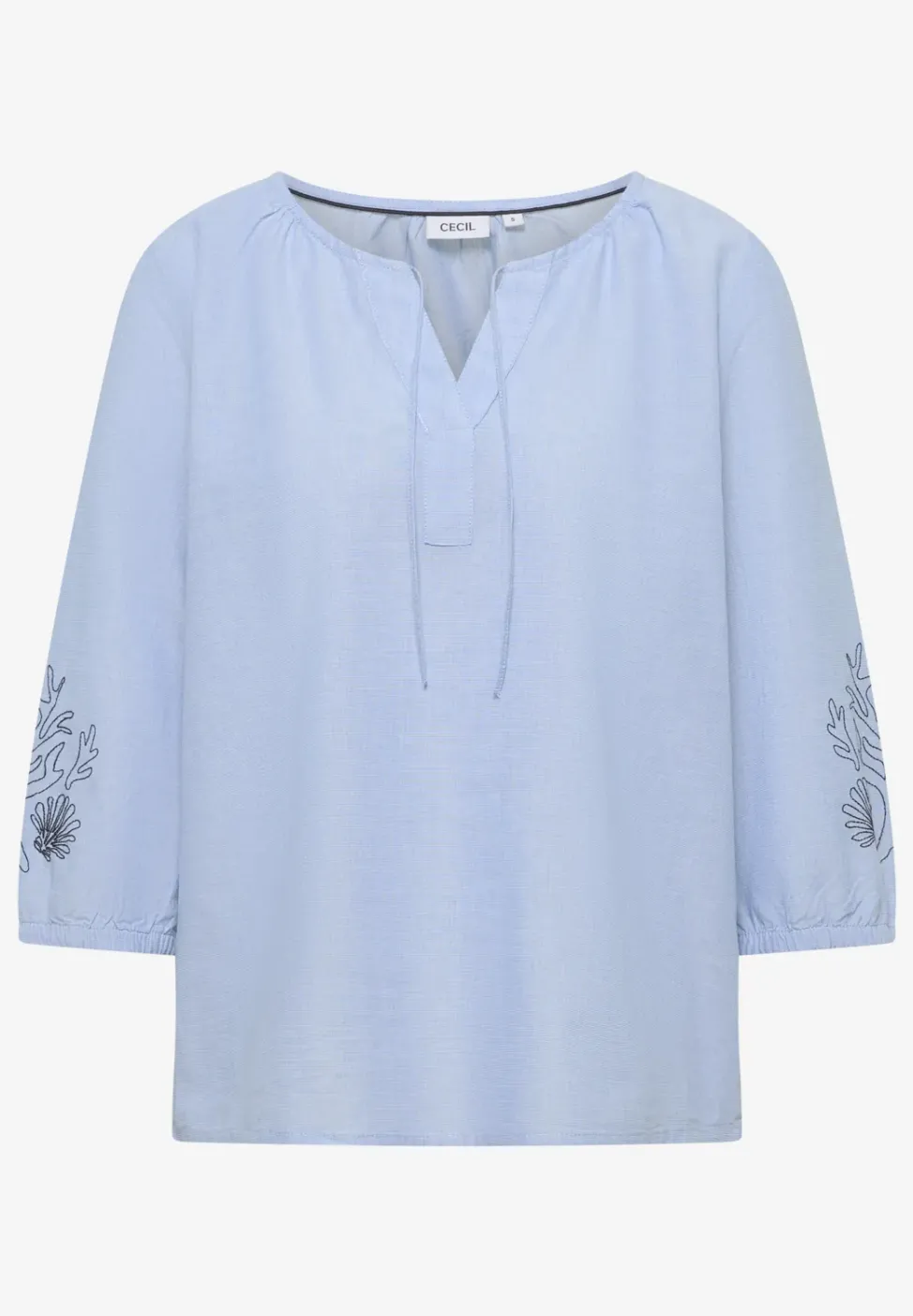 3/4-Arm Bluse mit Stickerei