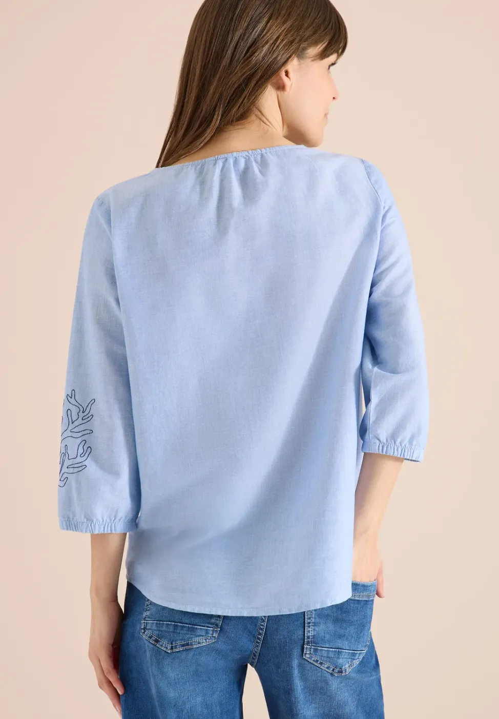 3/4-Arm Bluse mit Stickerei