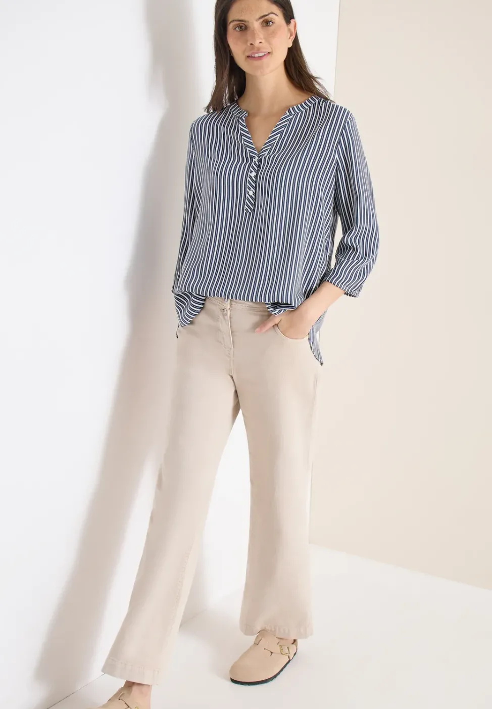 3/4-Arm Bluse mit Streifenmuster