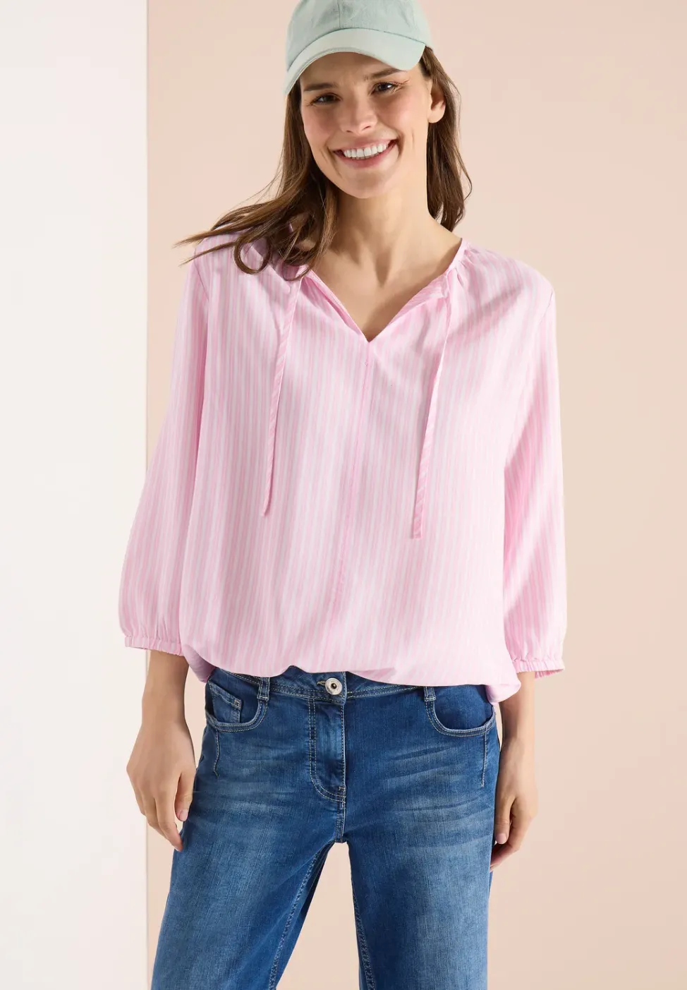 3/4-Arm Bluse mit Streifenmuster