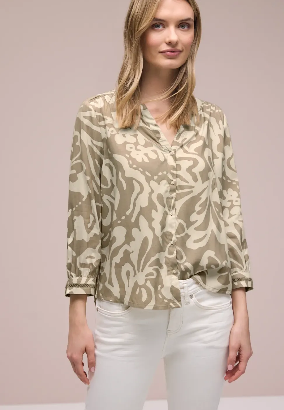 3/4-Arm Bluse mit Tapedetails