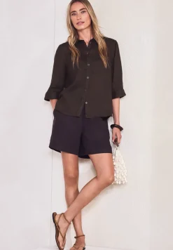 3/4-Arm Hemdbluse aus Leinen