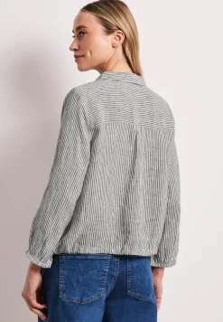 3/4-Arm Hemdbluse aus Leinen mit Streifen