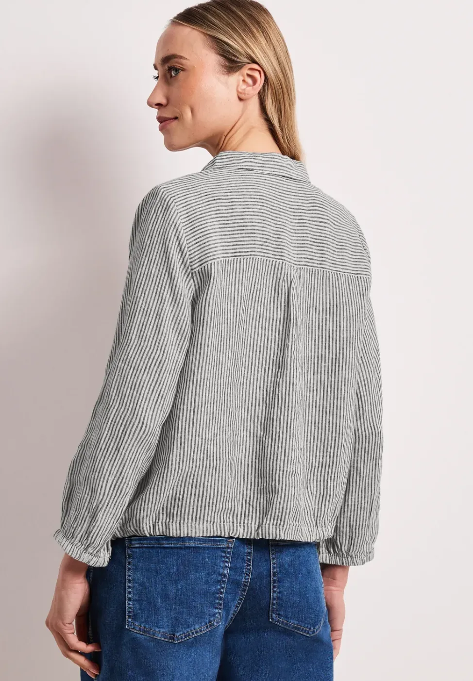 3/4-Arm Hemdbluse aus Leinen mit Streifen