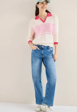 3/4-Arm Pullover mit Polokragen