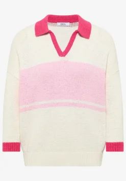 3/4-Arm Pullover mit Polokragen
