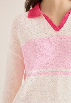3/4-Arm Pullover mit Polokragen