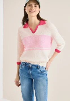 3/4-Arm Pullover mit Polokragen