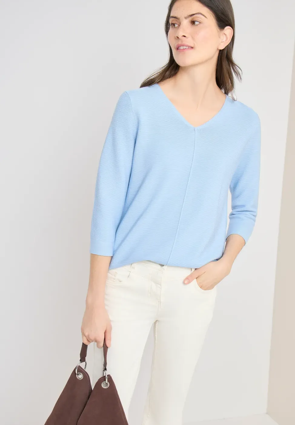 3/4-Arm Pullover mit Struktur