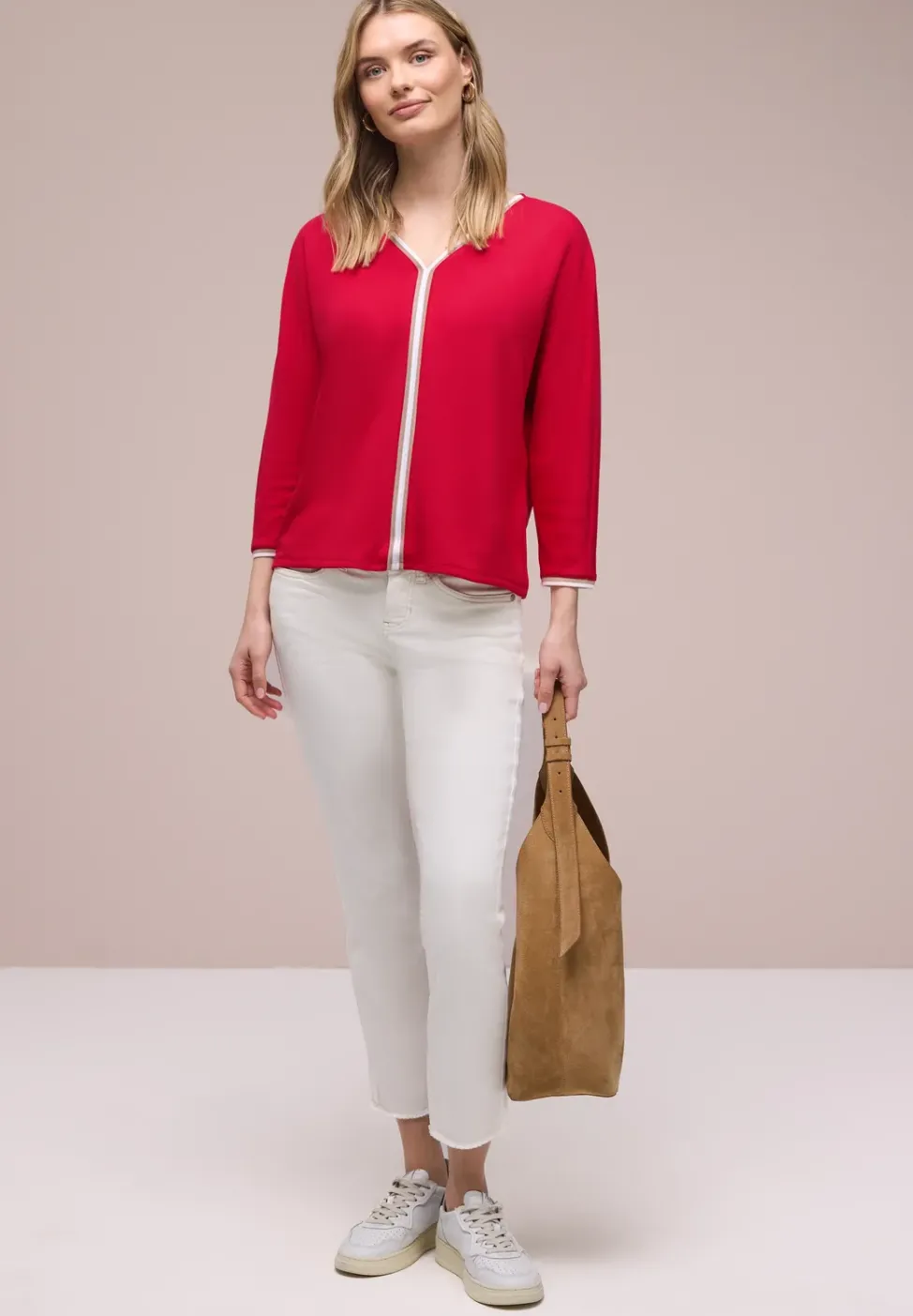 3/4-Arm Shirt mit Kontrastdetail