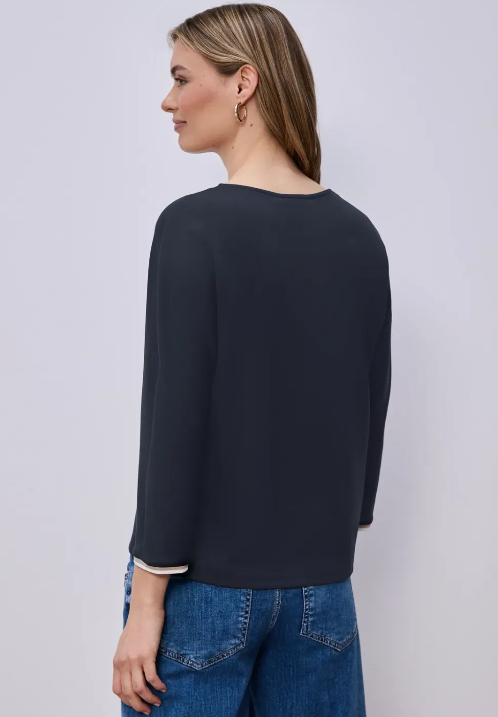 3/4-Arm Shirt mit Kontrastdetail
