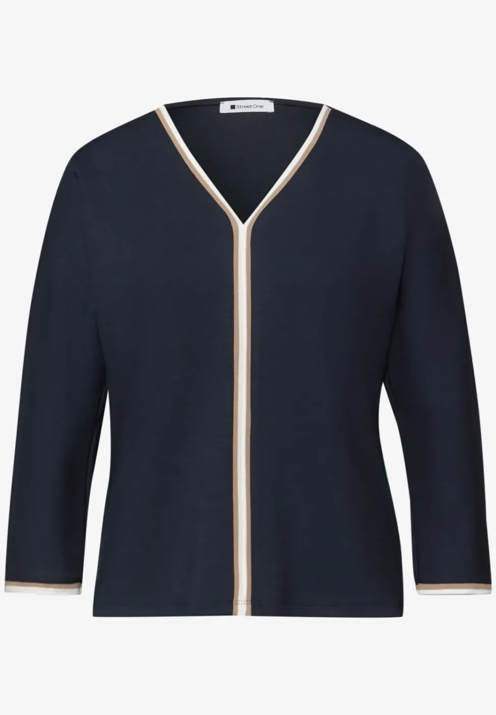 3/4-Arm Shirt mit Kontrastdetail
