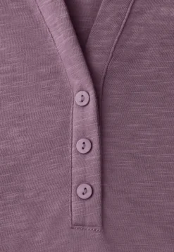 3/4-Arm Shirt mit Split Neck und Knöpfen