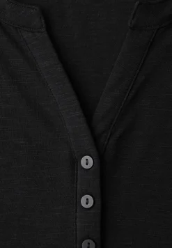 3/4-Arm Shirt mit Split Neck und Knöpfen