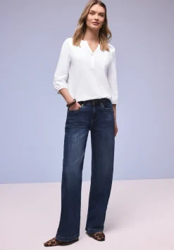 3/4-Arm Shirt mit Split Neck und Knöpfen