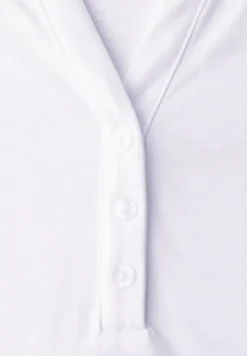 3/4-Arm Shirt mit Split Neck und Knöpfen