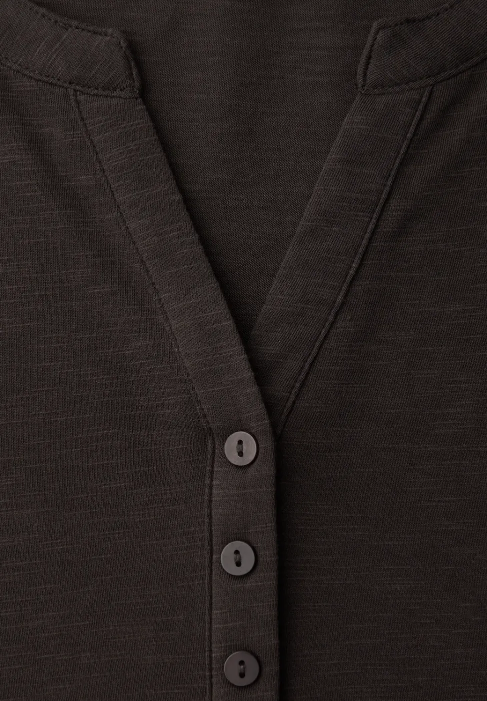 3/4-Arm Shirt mit Split Neck und Knöpfen