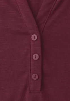 3/4-Arm Shirt mit Split Neck und Knöpfen