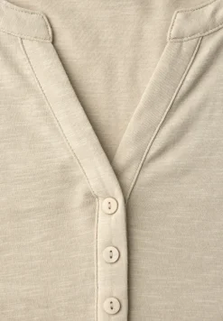 3/4-Arm Shirt mit Split Neck und Knöpfen