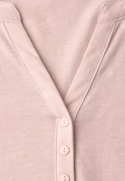 3/4-Arm Shirt mit Split Neck und Knöpfen