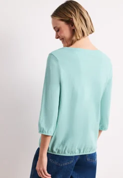 3/4-Arm Shirt mit Split Neck und Knöpfen
