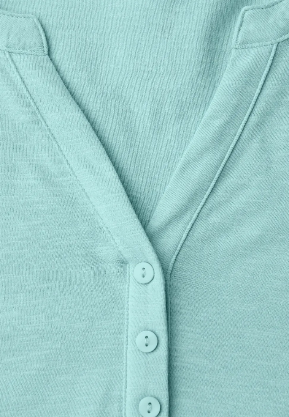 3/4-Arm Shirt mit Split Neck und Knöpfen