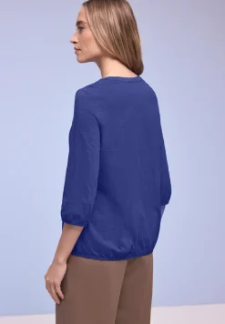 3/4-Arm Shirt mit Split Neck und Knöpfen
