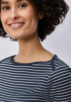 3/4-Arm Shirt mit U-Boot-Ausschnitt